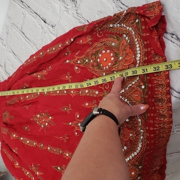 Cassee's Rayon Tube Halter Dress Sequins Red Orange Green M EUC - Picture 15 of 16